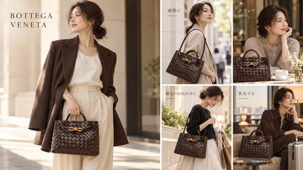 BOTTEGA VENETA バッグを使った大人のレディースコーデ