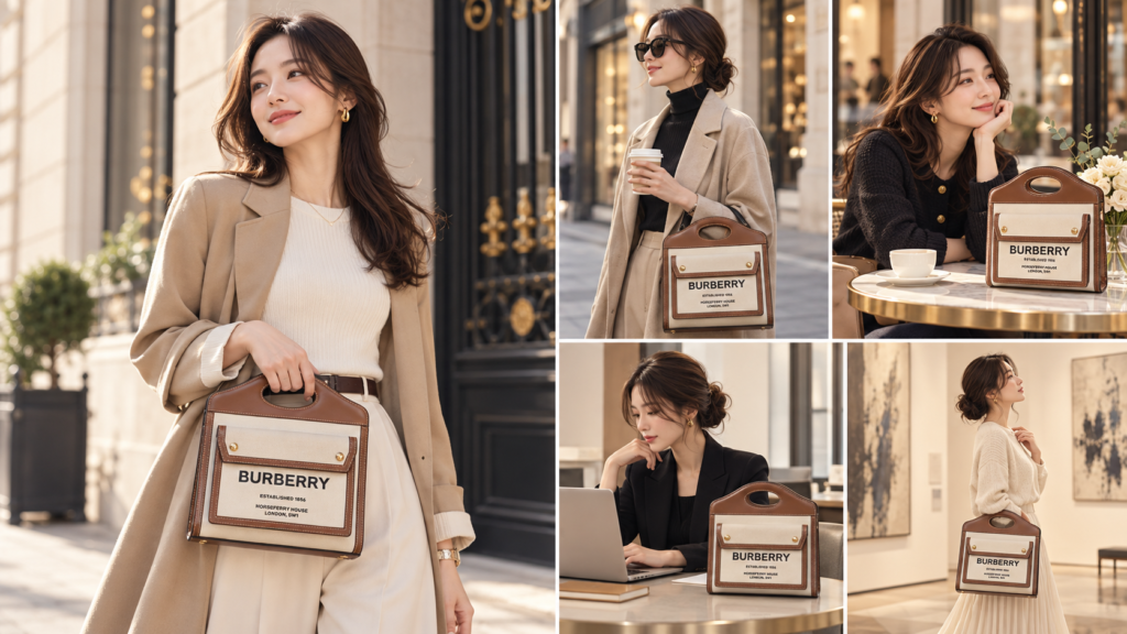 BURBERRY バッグを使った大人のレディースコーデ